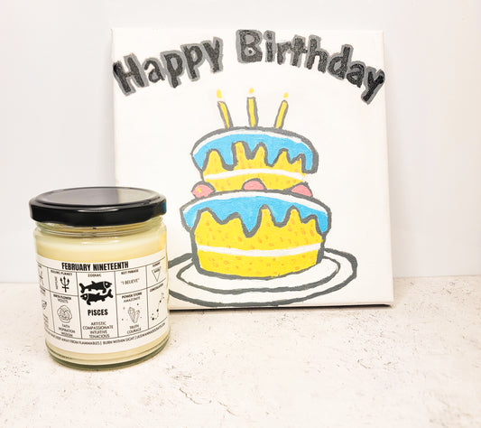 Personalized Birthday Candle (Scent Options) with Happy Birthday Paint-by-Number Kit