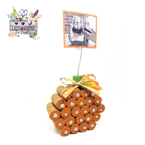 DIY Bling Wine Cork Pumpkin Picture Holder