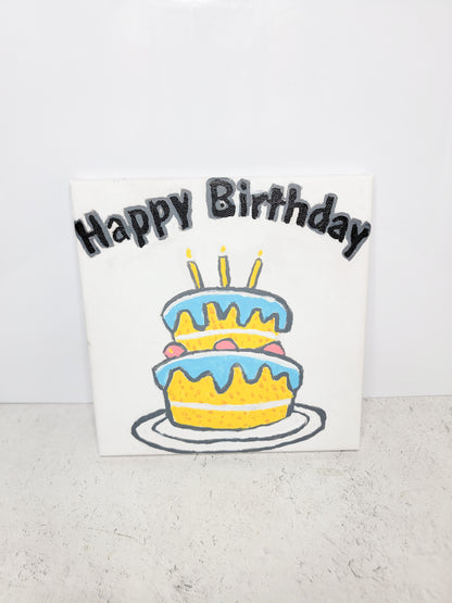8x8 Inch Happy Birthday Cake Paint-by-Number Kit