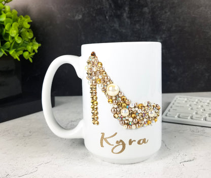 Personalized Bling High Heel Coffee Mug (Many Color Options)