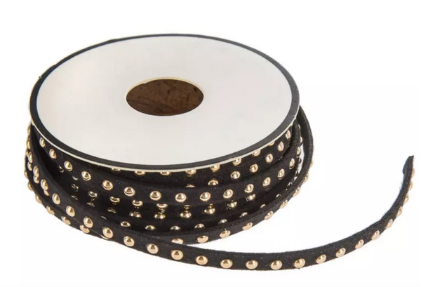 Suede Gold Stud Trim—3/16 in/2yd—60Polyester—40Plastic
