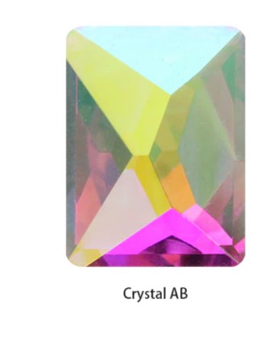 Crystal AB Rectangle Crystal Glass Rhinestones Flat Back Embellishments -10pcs Non-Hotfix