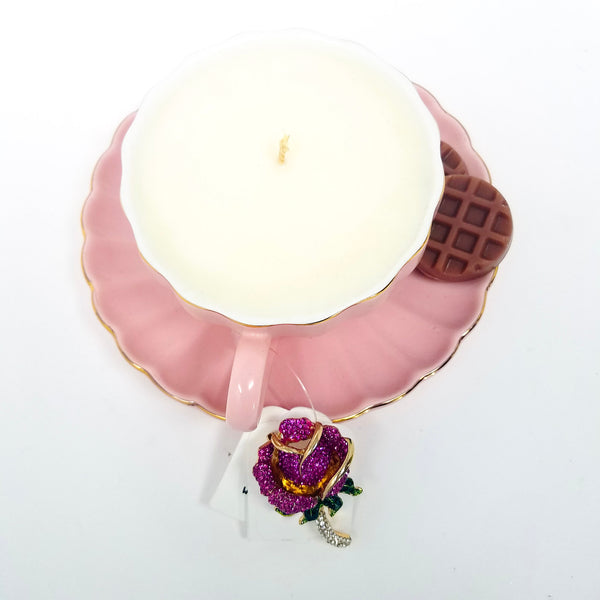 Tea-Cup-Candle-rose-brooch-wax-melts
