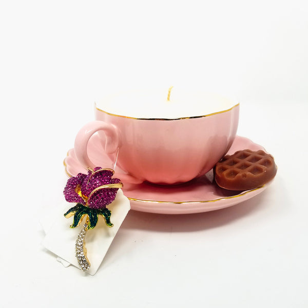 Tea-Cup-Candle-rose-brooch-wax-melts