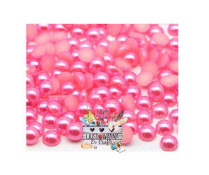 Pink Flat Back Half Round Pearls Non-Hotfix (Size Options)