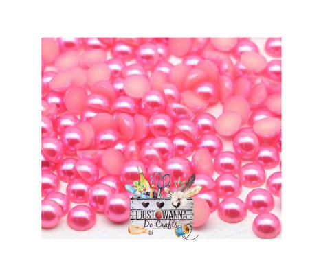 Pink Flat Back Half Round Pearls Non-Hotfix (Size Options)