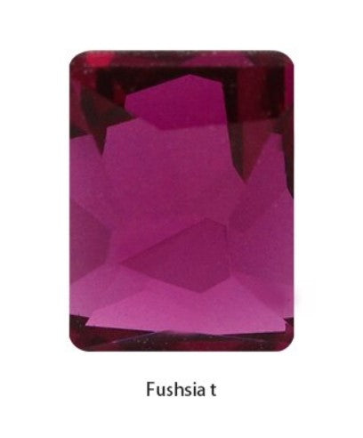 Fuchsia  Rectangle Crystal Glass Rhinestones Flat Back Embellishments -10pcs Non-Hotfix
