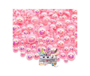 Lt. Pink AB Flat Back Half Round Pearls Non-Hotfix (Size Options)