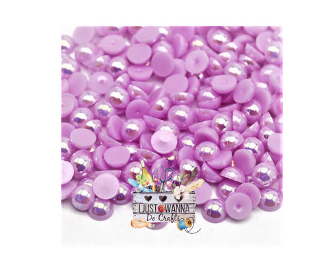 Lt. Purple AB Flat Back Half Round Pearls Non-Hotfix (Size Options)