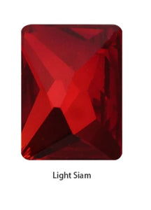 Light Siam Rectangle Crystal Glass Rhinestones Flat Back Embellishments -10pcs Non-Hotfix