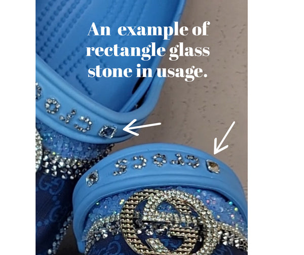 Aquamarine Rectangle Crystal Glass Rhinestones Flat Back Embellishments -10pcs Non-Hotfix